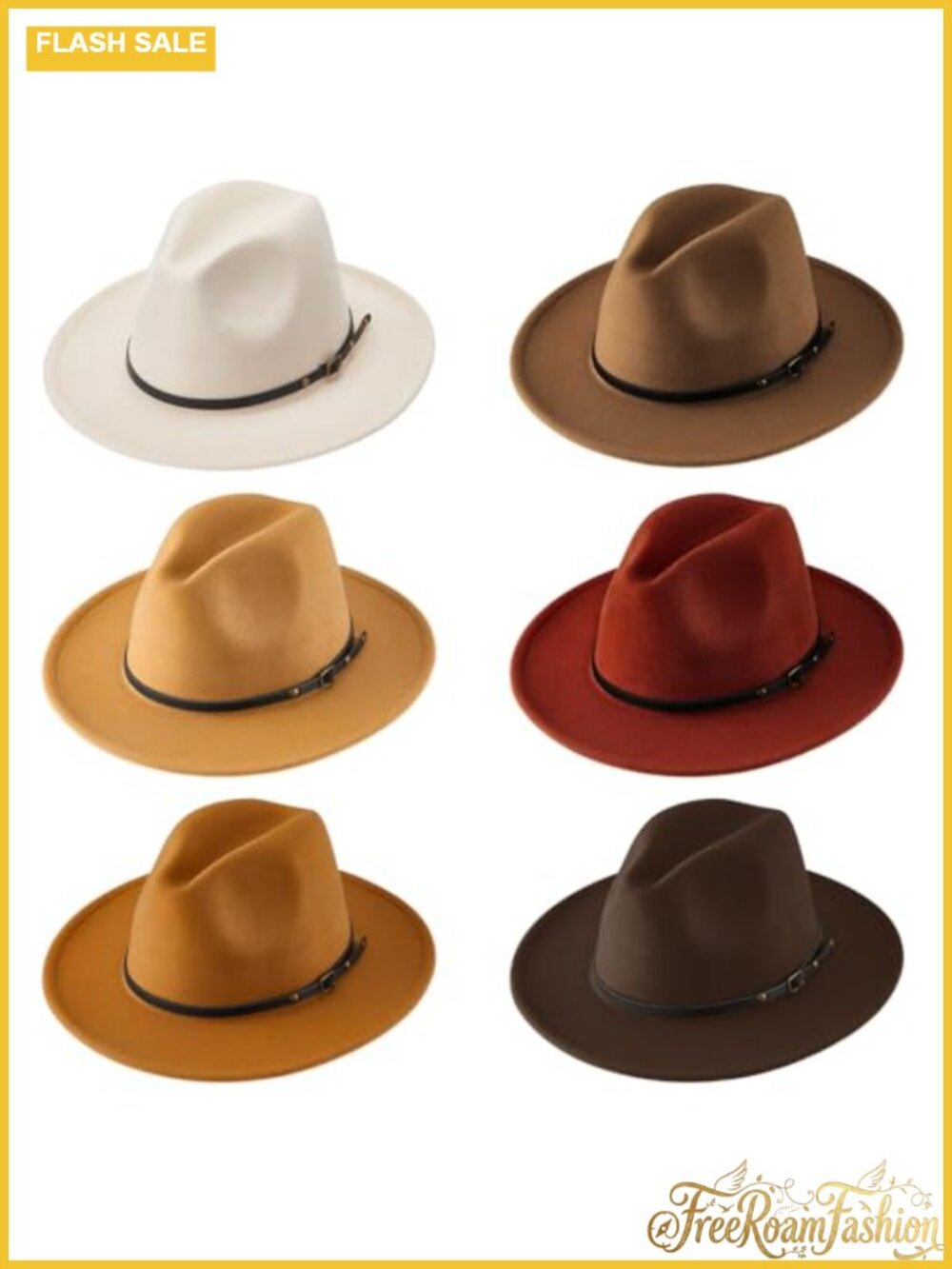 6 Pack Felt Fedora Hats Wide Brim Retro Unisex Costume Party